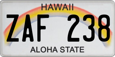 HI license plate ZAF238
