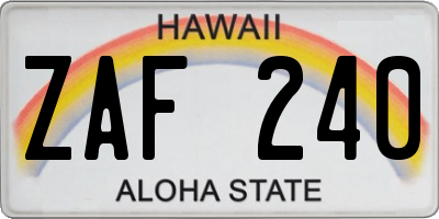 HI license plate ZAF240
