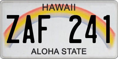 HI license plate ZAF241