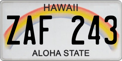 HI license plate ZAF243