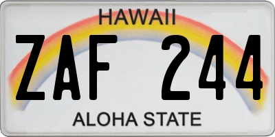 HI license plate ZAF244