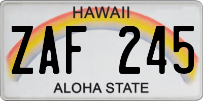 HI license plate ZAF245