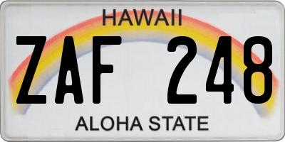 HI license plate ZAF248
