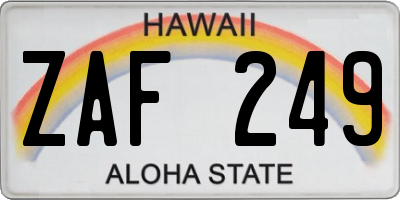 HI license plate ZAF249