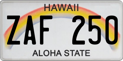 HI license plate ZAF250