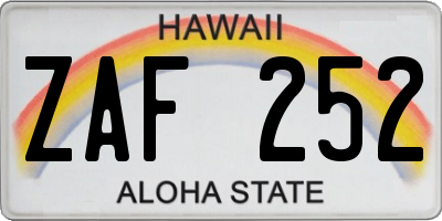 HI license plate ZAF252