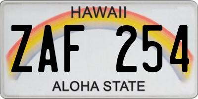 HI license plate ZAF254