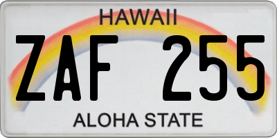 HI license plate ZAF255