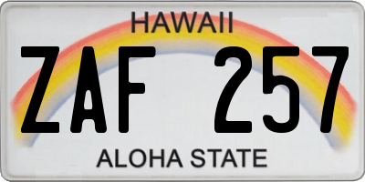 HI license plate ZAF257