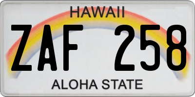 HI license plate ZAF258