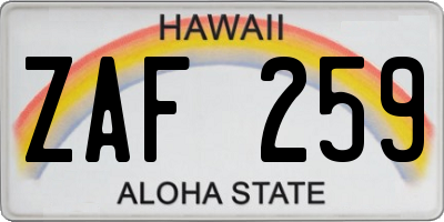 HI license plate ZAF259