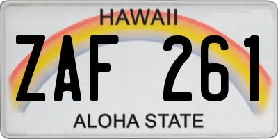 HI license plate ZAF261