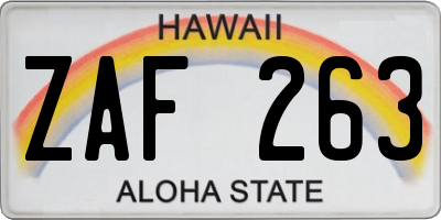 HI license plate ZAF263
