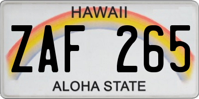 HI license plate ZAF265