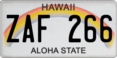 HI license plate ZAF266
