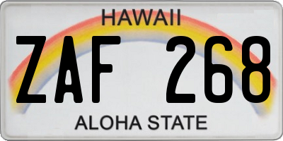 HI license plate ZAF268