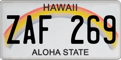 HI license plate ZAF269