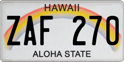 HI license plate ZAF270