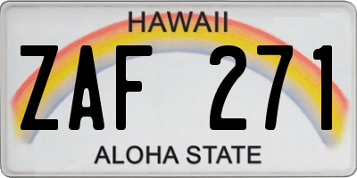 HI license plate ZAF271