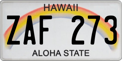 HI license plate ZAF273