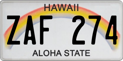 HI license plate ZAF274