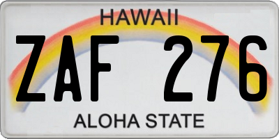 HI license plate ZAF276