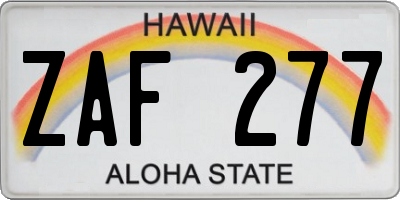 HI license plate ZAF277