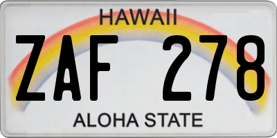HI license plate ZAF278