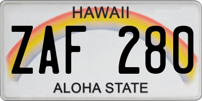 HI license plate ZAF280