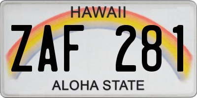 HI license plate ZAF281