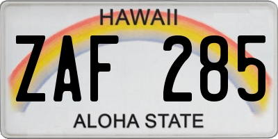 HI license plate ZAF285