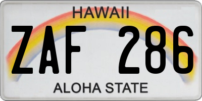 HI license plate ZAF286