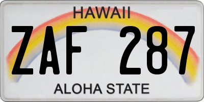 HI license plate ZAF287
