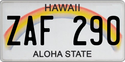 HI license plate ZAF290