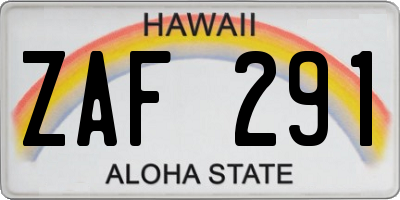 HI license plate ZAF291
