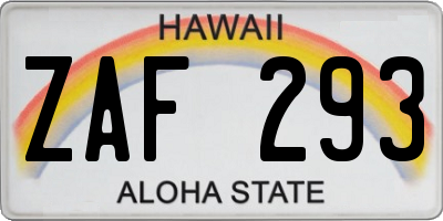 HI license plate ZAF293