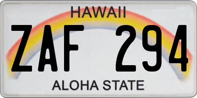 HI license plate ZAF294
