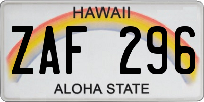 HI license plate ZAF296