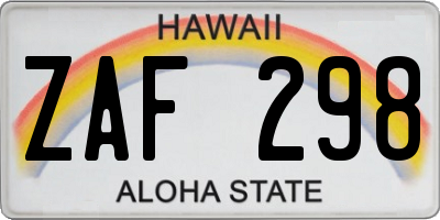 HI license plate ZAF298