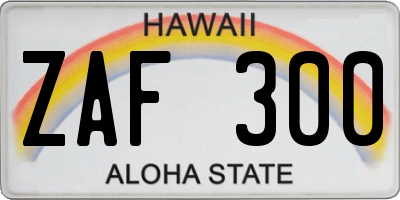 HI license plate ZAF300