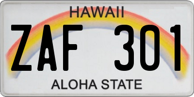 HI license plate ZAF301