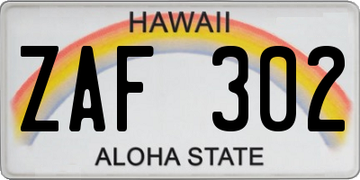 HI license plate ZAF302