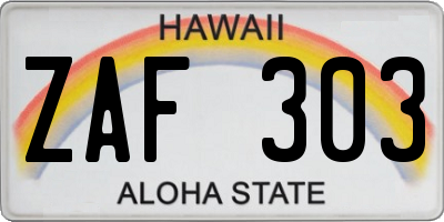 HI license plate ZAF303