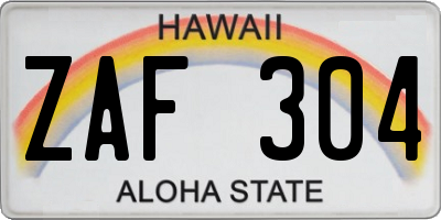 HI license plate ZAF304