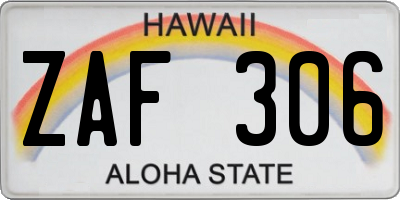 HI license plate ZAF306