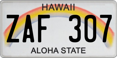 HI license plate ZAF307