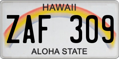 HI license plate ZAF309
