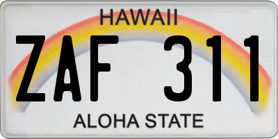 HI license plate ZAF311