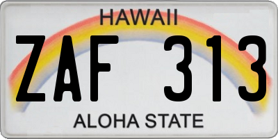 HI license plate ZAF313
