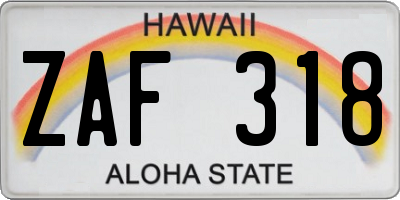 HI license plate ZAF318